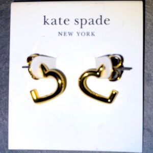 BNWT Kate Spade New York Gold Heart You Hoops Huggies Earrings $58